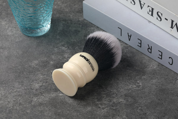 Yaqi 30mm Large Size Knot White Resin Handle Synthetic Hair Tuxedo Knot Men Shaving Brush