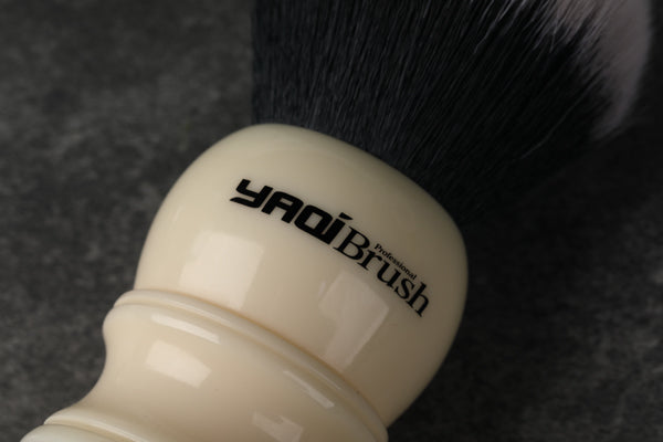 Yaqi 30mm Large Size Knot White Resin Handle Synthetic Hair Tuxedo Knot Men Shaving Brush