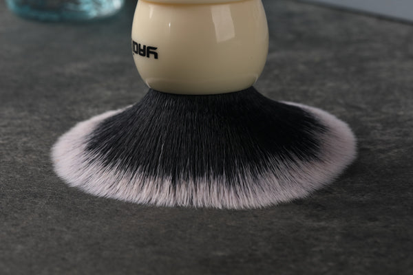 Yaqi 30mm Large Size Knot White Resin Handle Synthetic Hair Tuxedo Knot Men Shaving Brush