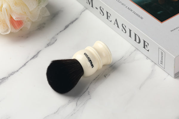 Yaqi 24mm Size Knot White Handle Black Synthetic Hair Shave Brush