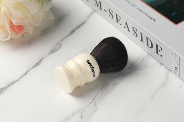Yaqi 24mm Size Knot White Handle Black Synthetic Hair Shave Brush