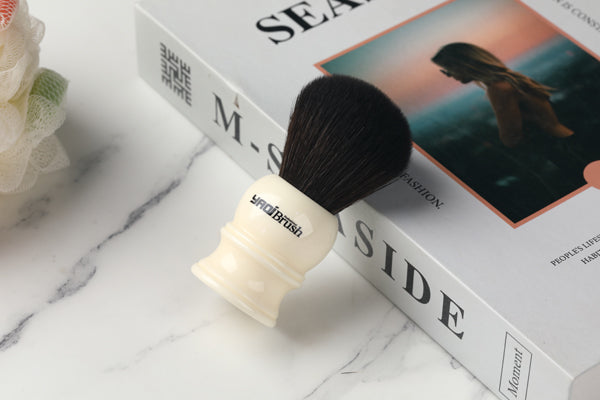 Yaqi 24mm Size Knot White Handle Black Synthetic Hair Shave Brush