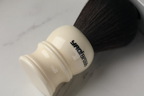 Yaqi 24mm Size Knot White Handle Black Synthetic Hair Shave Brush