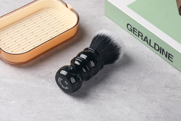 Yaqi 24MM Black and White Tip Synthetic Hair Marble Color Resin Handle Barber mens Shaving Brush