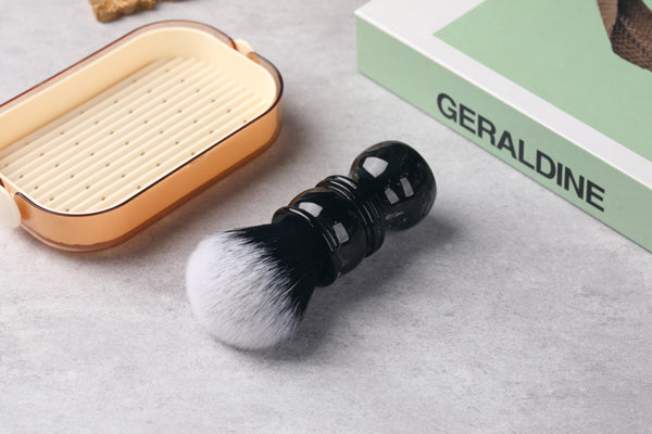 Yaqi 24MM Black and White Tip Synthetic Hair Marble Color Resin Handle Barber mens Shaving Brush
