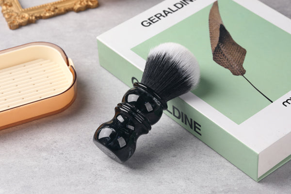 Yaqi 24MM Black and White Tip Synthetic Hair Marble Color Resin Handle Barber mens Shaving Brush