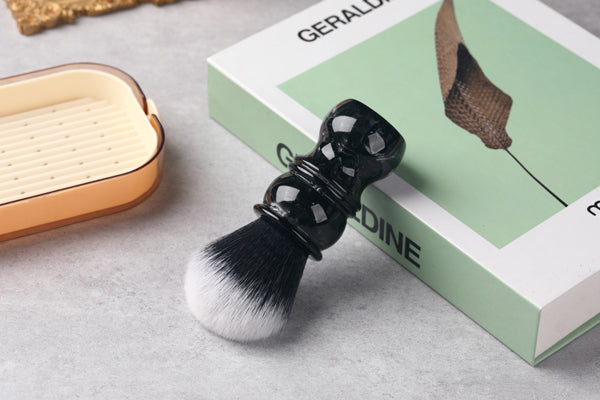 Yaqi 24MM Black and White Tip Synthetic Hair Marble Color Resin Handle Barber mens Shaving Brush