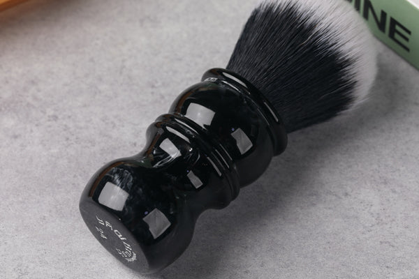 Yaqi 24MM Black and White Tip Synthetic Hair Marble Color Resin Handle Barber mens Shaving Brush