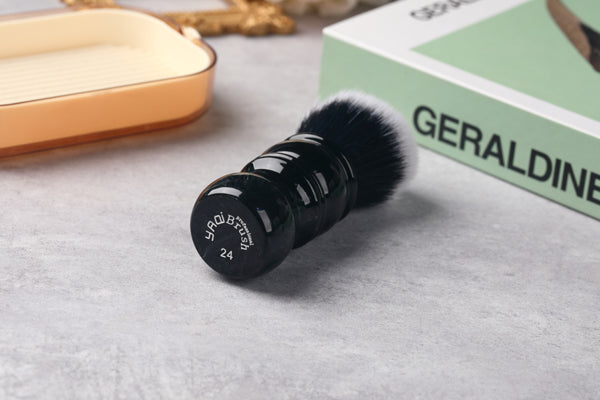 Yaqi 24MM Black and White Tip Synthetic Hair Marble Color Resin Handle Barber mens Shaving Brush