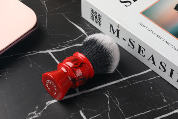 Yaqi 24mm Men's Shaving Brush with Black and Red Color Resin Handle Tuxedo Knot