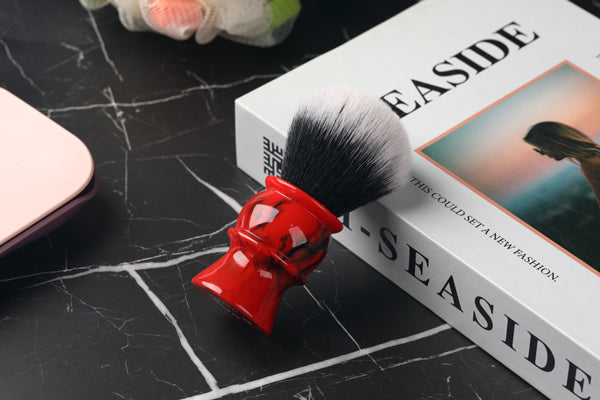 Yaqi 24mm Men's Shaving Brush with Black and Red Color Resin Handle Tuxedo Knot