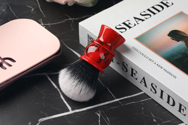 Yaqi 24mm Men's Shaving Brush with Black and Red Color Resin Handle Tuxedo Knot