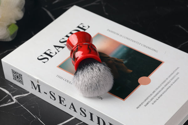 Yaqi 24mm Men's Shaving Brush with Black and Red Color Resin Handle Tuxedo Knot
