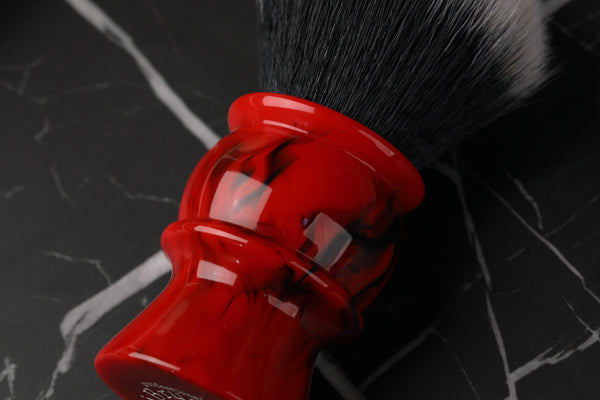 Yaqi 24mm Men's Shaving Brush with Black and Red Color Resin Handle Tuxedo Knot