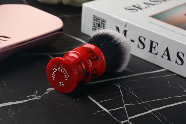 Yaqi 24mm Men's Shaving Brush with Black and Red Color Resin Handle Tuxedo Knot