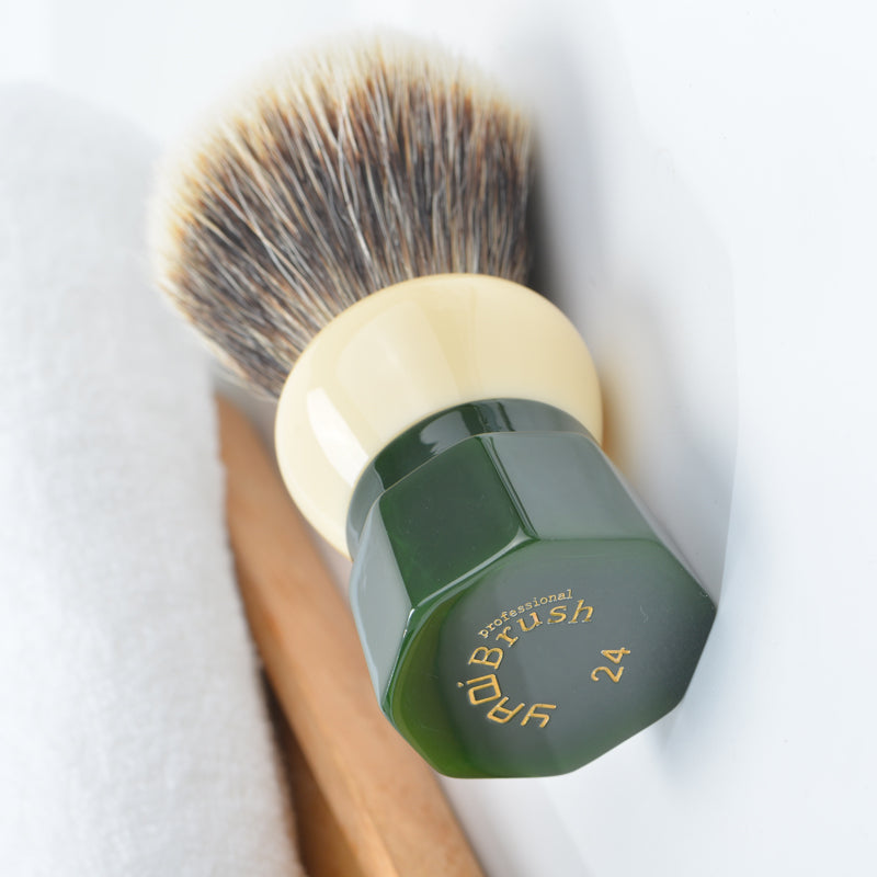 YAQI 24MM Green Obsidian Two Band Badger Hair Men Wet Shaving Brush