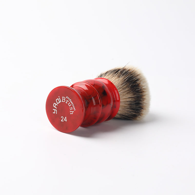 Yaqi 24MM 100% Silvertip Badger Hair Red Resin Handle Shaving Brushes for men