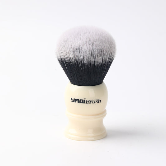 Yaqi 30mm Large Size Knot White Resin Handle Synthetic Hair Tuxedo Knot Men Shaving Brush