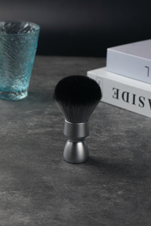 YAQI Heavy Metal Handle Timber Wolf Synthetic Hair Tuxedo Knot Shaving Brush for Mens Shave