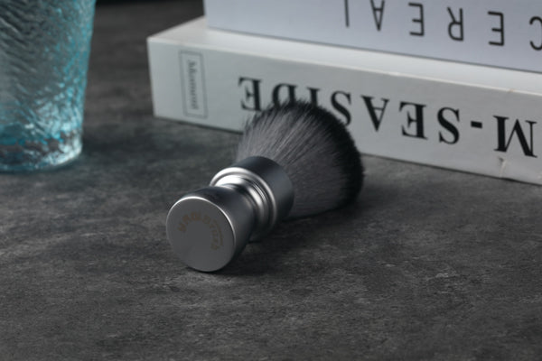 YAQI Heavy Metal Handle Timber Wolf Synthetic Hair Tuxedo Knot Shaving Brush for Mens Shave