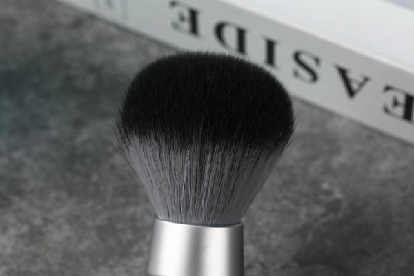 YAQI Heavy Metal Handle Timber Wolf Synthetic Hair Tuxedo Knot Shaving Brush for Mens Shave