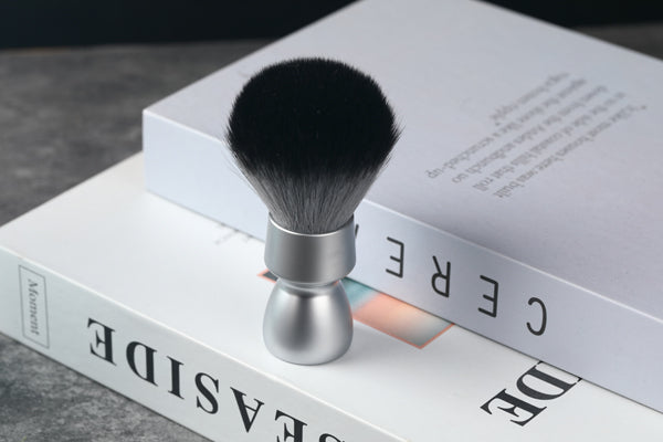 YAQI Heavy Metal Handle Timber Wolf Synthetic Hair Tuxedo Knot Shaving Brush for Mens Shave