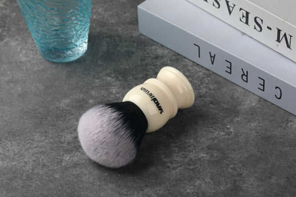 Yaqi 30mm Large Size Knot White Resin Handle Synthetic Hair Tuxedo Knot Men Shaving Brush