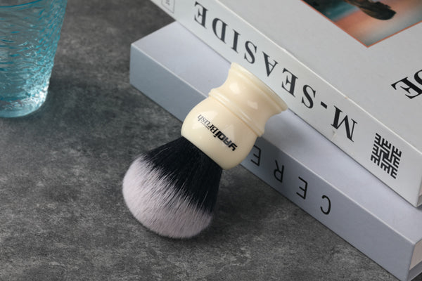 Yaqi 30mm Large Size Knot White Resin Handle Synthetic Hair Tuxedo Knot Men Shaving Brush
