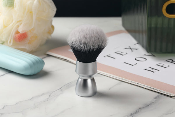 YAQI  Heavy Metal Handle Synthetic Hair Tuxedo Knot Shave Brush for Men Shaving