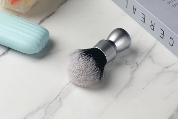 YAQI  Heavy Metal Handle Synthetic Hair Tuxedo Knot Shave Brush for Men Shaving