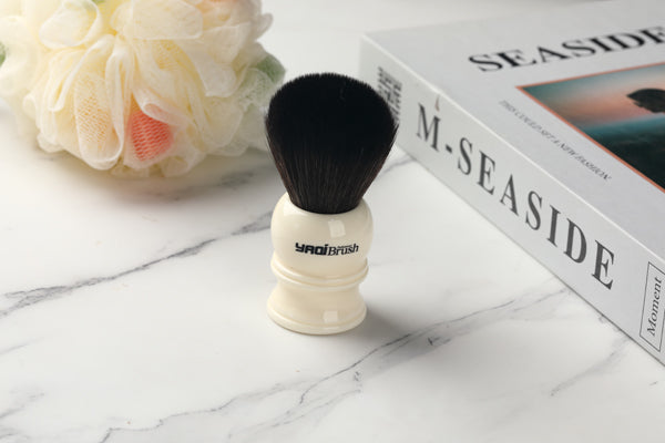 Yaqi 24mm Size Knot White Handle Black Synthetic Hair Shave Brush