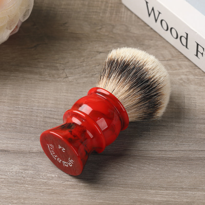Yaqi 24MM 100% Silvertip Badger Hair Red Resin Handle Shaving Brushes for men