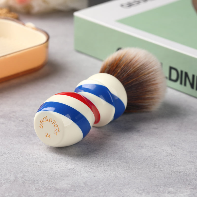 Yaqi 24MM New Barber Pole Style Brown Synthetic Knot Shaving Brush