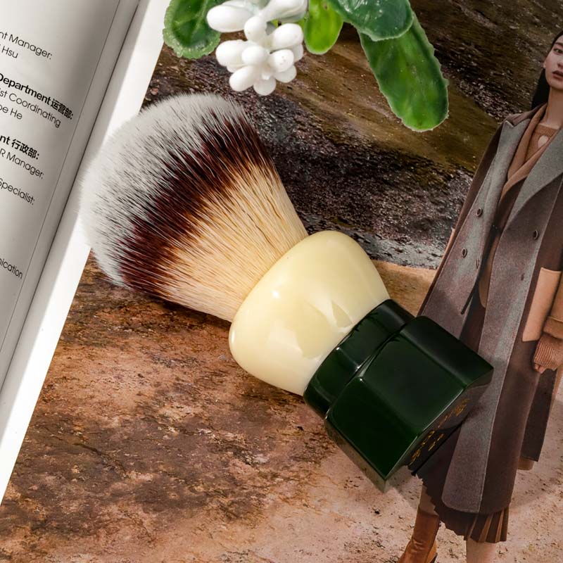 YAQI Green Obsidian Synthetic Hair Mens Wet Shaving Brush