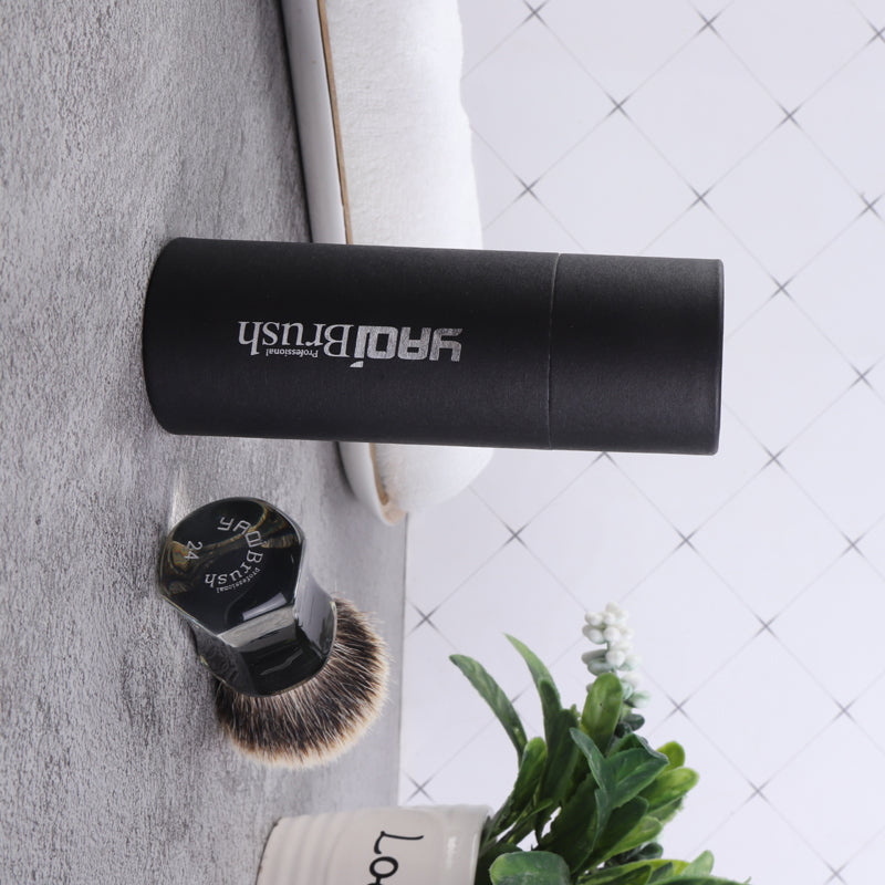 YAQI 24mm Two Band Badger Hair Clear Handle Beard brush Men Wet Shaving Brush