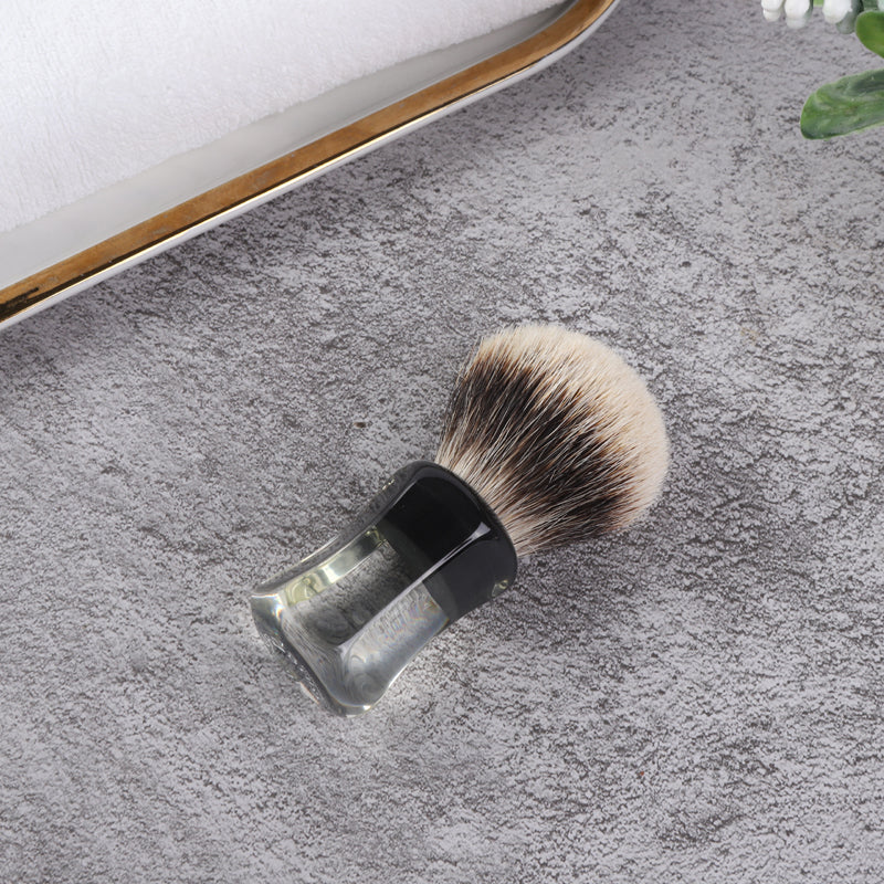 YAQI 24mm Two Band Badger Hair Clear Handle Beard brush Men Wet Shaving Brush