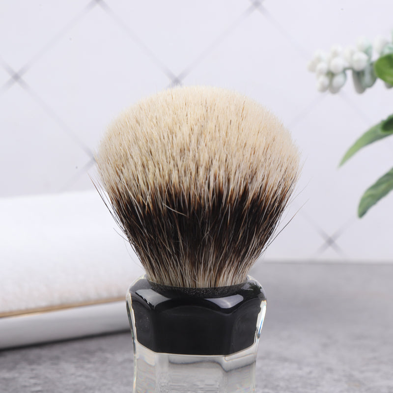 YAQI 24mm Two Band Badger Hair Clear Handle Beard brush Men Wet Shaving Brush