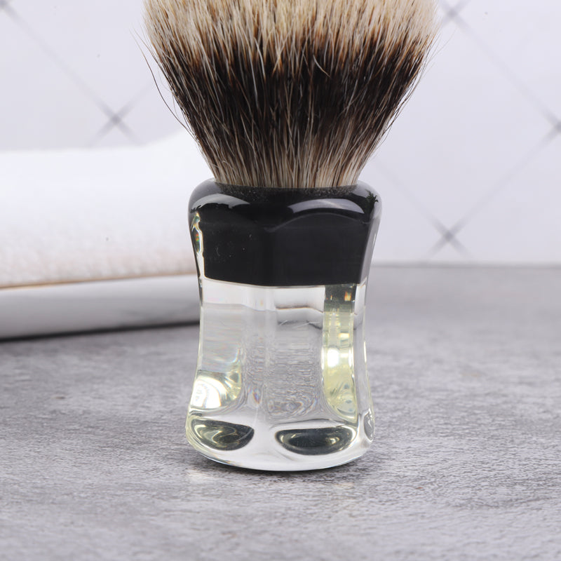 YAQI 24mm Two Band Badger Hair Clear Handle Beard brush Men Wet Shaving Brush