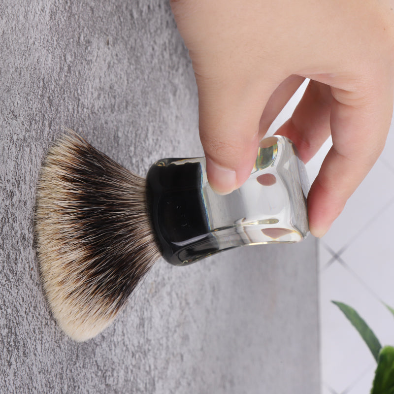 YAQI 24mm Two Band Badger Hair Clear Handle Beard brush Men Wet Shaving Brush