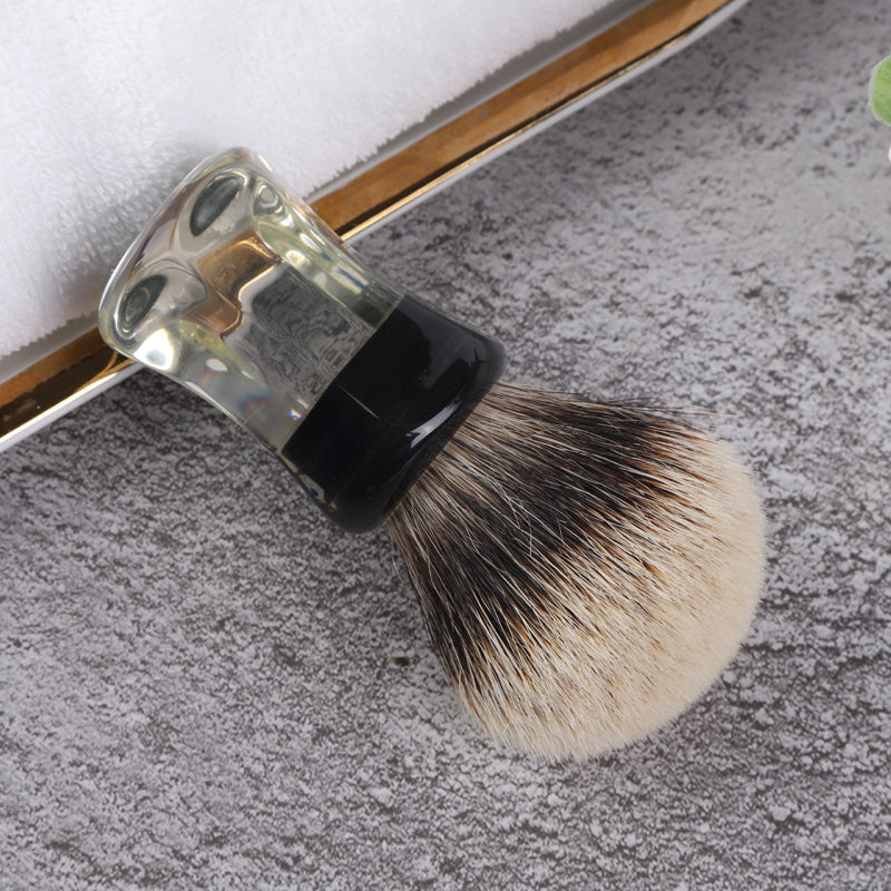 YAQI 24mm Two Band Badger Hair Clear Handle Beard brush Men Wet Shaving Brush