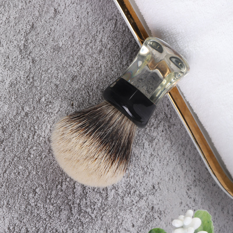 YAQI 24mm Two Band Badger Hair Clear Handle Beard brush Men Wet Shaving Brush