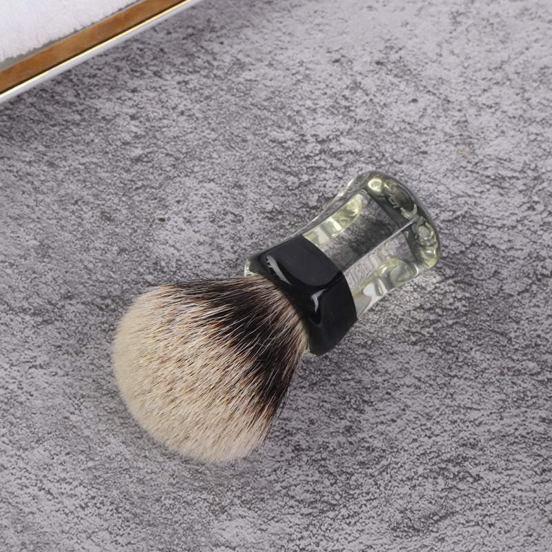 YAQI 24mm Two Band Badger Hair Clear Handle Beard brush Men Wet Shaving Brush